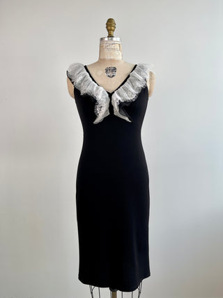 Black dress with white lace neckline (XS to M)