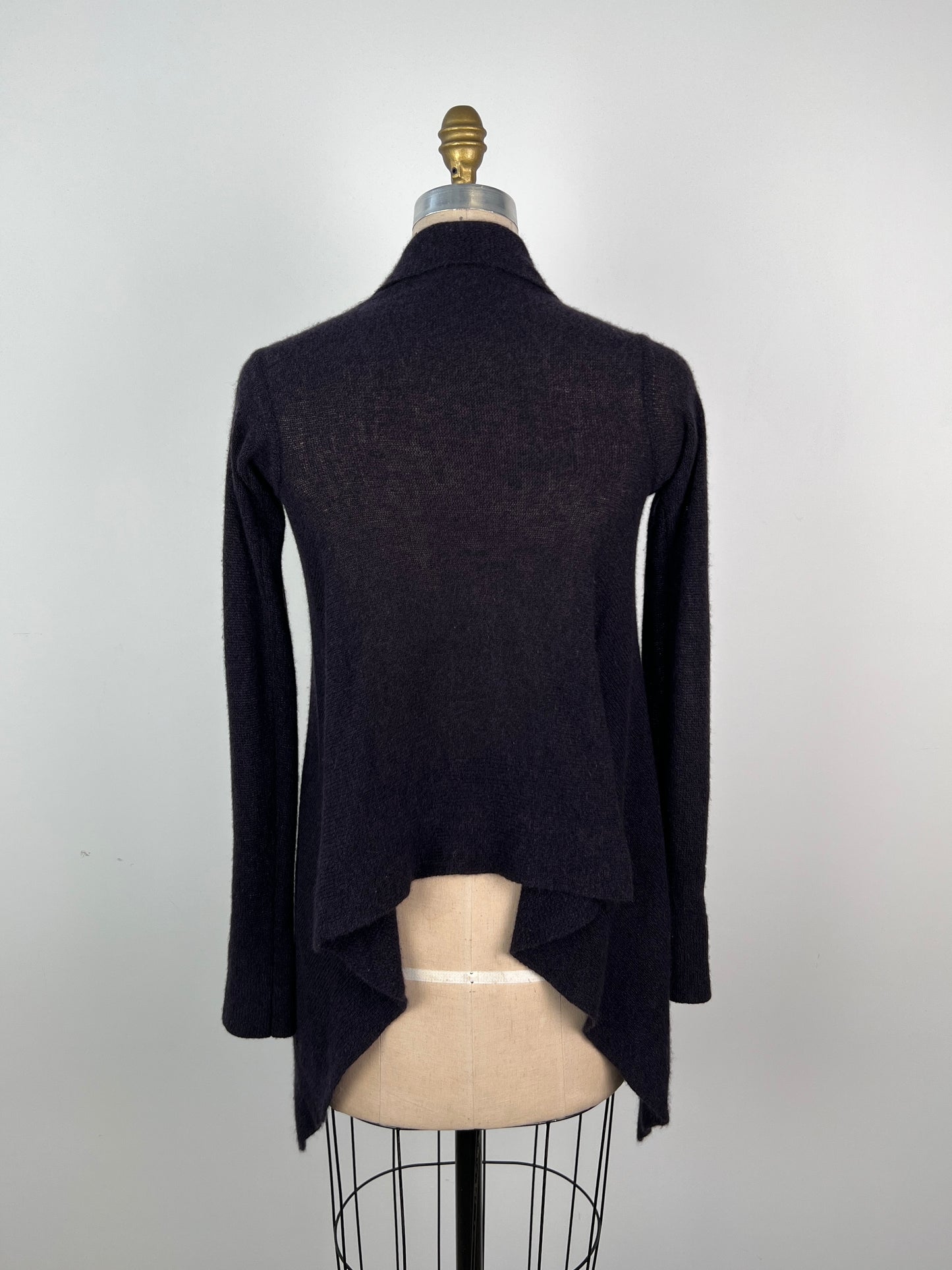 Veste ouverte à coupe foulard en cachemire noir mauve (XS)