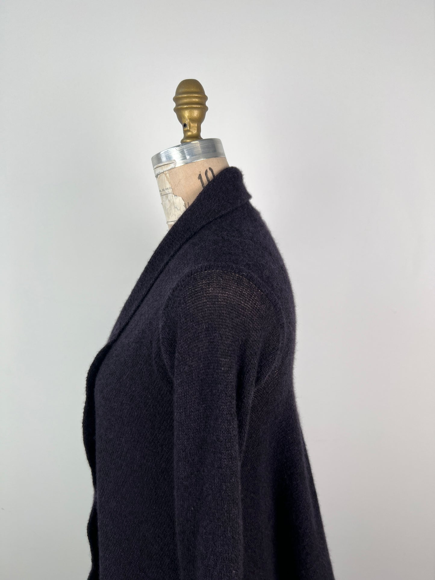 Veste ouverte à coupe foulard en cachemire noir mauve (XS)