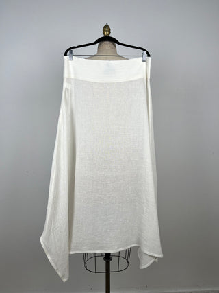 Cream Linen Flared Sheer Skirt (S to L)