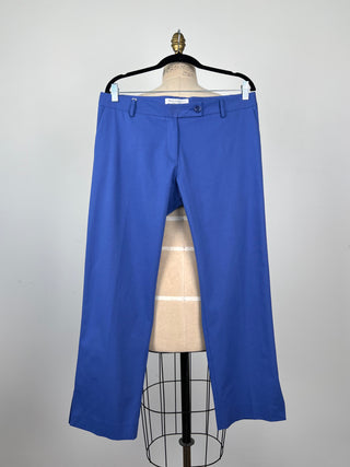 Pantalon tailleur en coton surpiqué bleu (M/L)