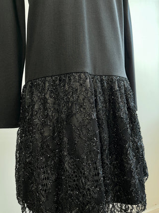 Black dress with tone-on-tone metallic lace skirt (XS)