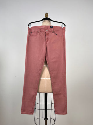 Pantalon skinny façon denim rose boudoir (31)