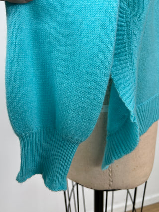 Washable blue pure cashmere sweater (S)