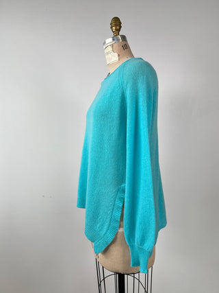 Washable blue pure cashmere sweater (S)