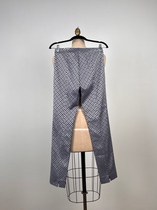 Pantalon tissé argent à jacquard bleu ardoise (4)