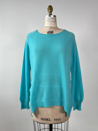 Washable blue pure cashmere sweater (S)