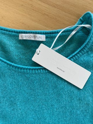 Washable blue pure cashmere sweater (S)