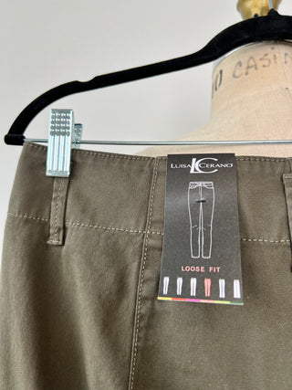 Pantalon cargo en coton surpiqué kaki (8+12)