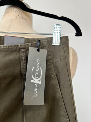 Pantalon cargo en coton surpiqué kaki (8+12)