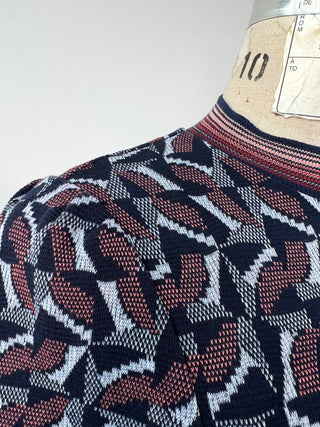 Robe à jacquard hivernal et manches bouffantes (XS à S)