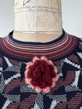 Robe à jacquard hivernal et manches bouffantes (XS à S)
