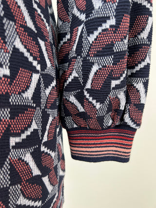 Robe à jacquard hivernal et manches bouffantes (XS à S)