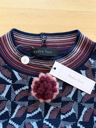 Robe à jacquard hivernal et manches bouffantes (XS à S)