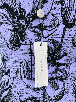 Purple dress with black floral jacquard (S to XL)