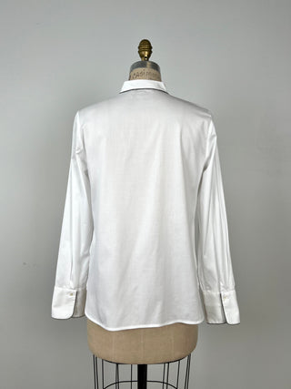 Blouse tuxedo blanche à liserés métallisés (6)