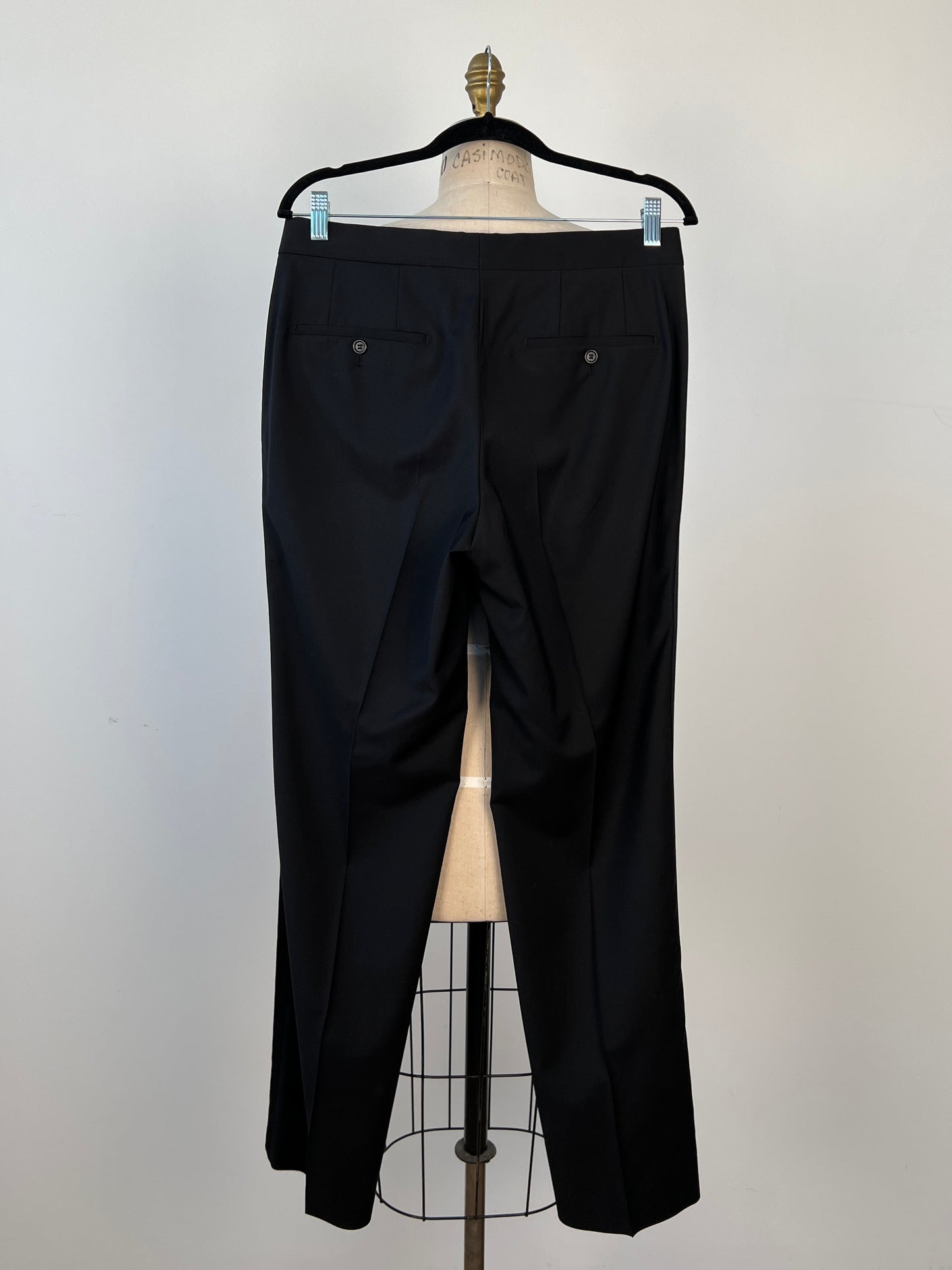 Pantalon tuxedo homme en laine vierge noire (M)