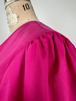 Robe à volant en coton glacé fuchsia (6)