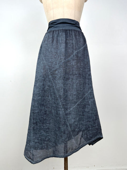 Jupe en lin à coupe foulard à effet jeans tie dye (XS/S)