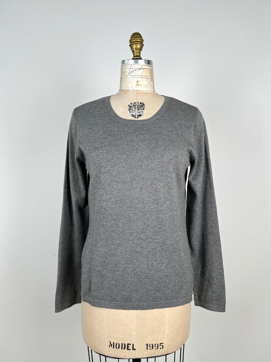 Chandail gris en tricot de coton et cachemire (M)