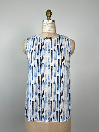 White linen top with azure and navy stripes (4 and 6)