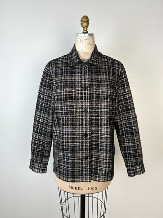 Black and silver plaid overshirt (M+L)