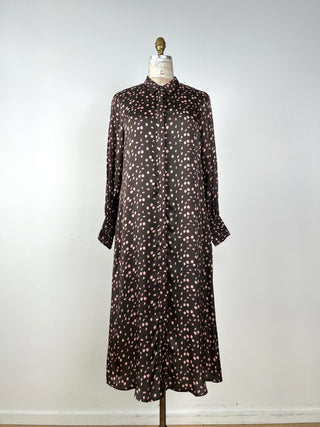 Lunar Print Bronze Satin Dress (6)