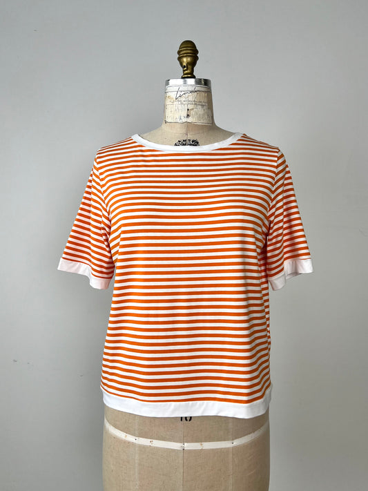 T-shirt blanc à rayures orange (6)