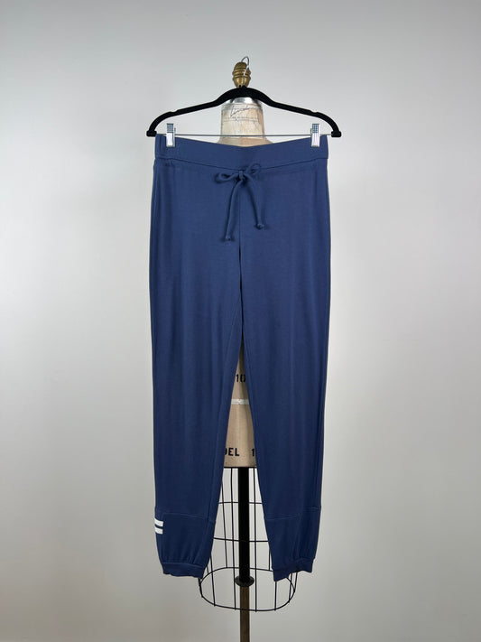 Pantalon jogger bleu à détail de lignes blanches (S/M)