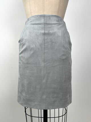 Straight skirt in ice blue faux suede (4 and 8)