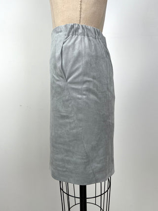 Straight skirt in ice blue faux suede (4 and 8)