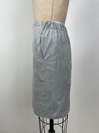 Straight skirt in ice blue faux suede (4 and 8)