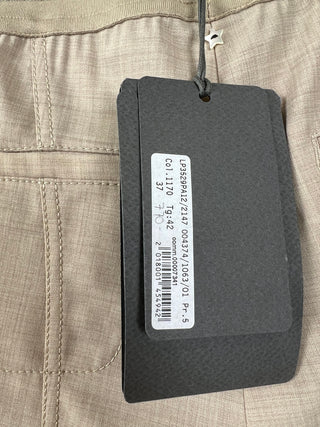 Pantalon jogger chic amande à taille métallisée dorée (6)