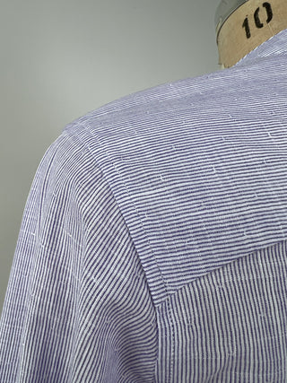 White cotton blouse with purple stripes (6)