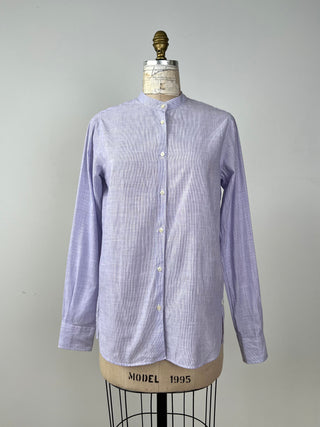 White cotton blouse with purple stripes (6)