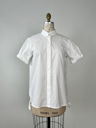 White woven striped modular blouse (S)