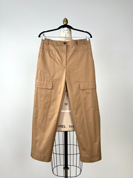 Pantalon chino cargo en popeline muscade (6)