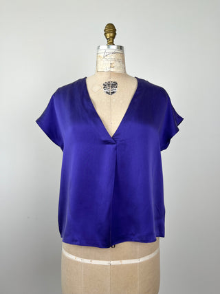 Pure silk satin blouse purple (6 to 10)