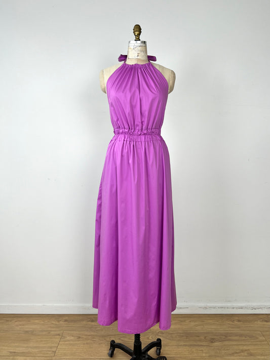 Robe licou en coton glacé lilas (6)