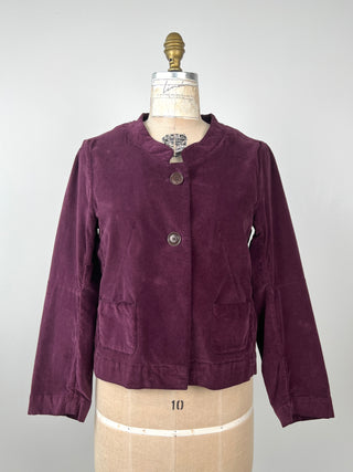 Veste droite en velours lisse aubergine (6)