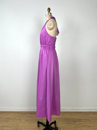 Robe licou en coton glacé lilas (6)