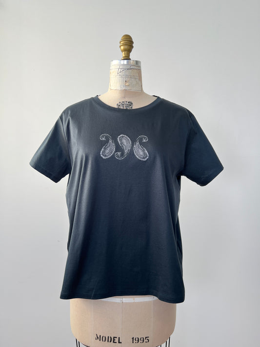 T-shirt en coton satiné gris mercure imprimé cachemire (10)