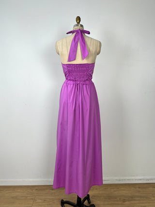 Robe licou en coton glacé lilas (6)