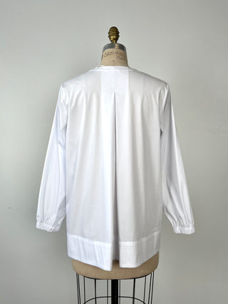 Blouse trapèze en coton glacé blanc (6)