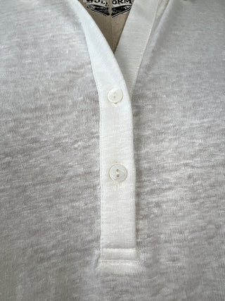 White linen polo top (6+)