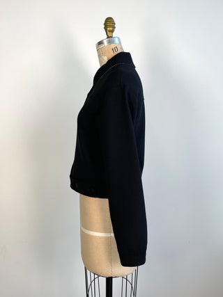 Black casual jacket with Prince of Wales lapels (XS to M)