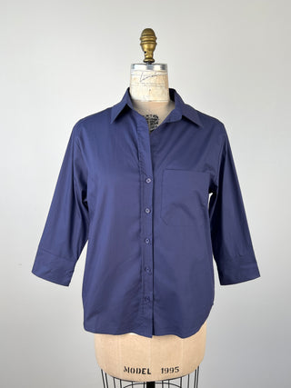 Navy cotton poplin blouse (6)