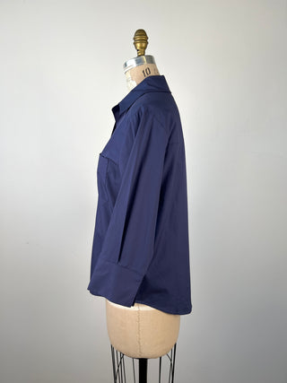 Navy cotton poplin blouse (6)