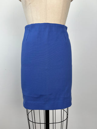 Lavender blue quilted cotton straight skirt (4+6)