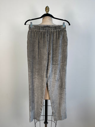 Pantalon gris et doré en velours (2)